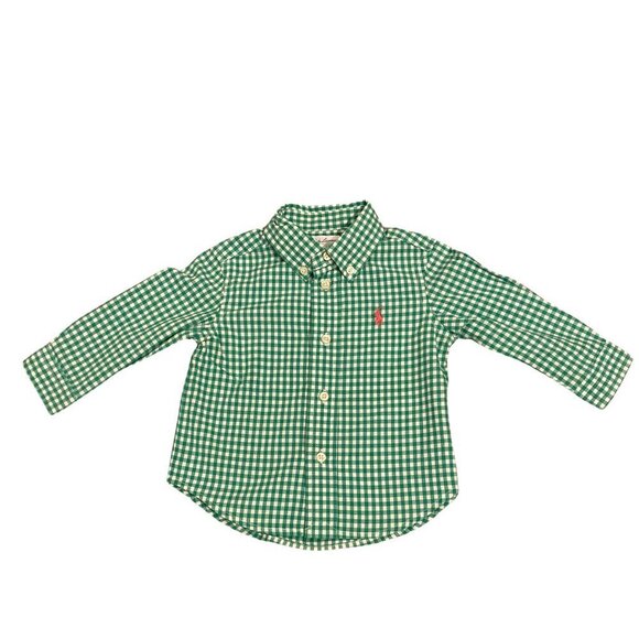 Ralph Lauren Baby Boy's Green Checked Shirt - Size 9 months - Excellent! - Picture 1 of 3